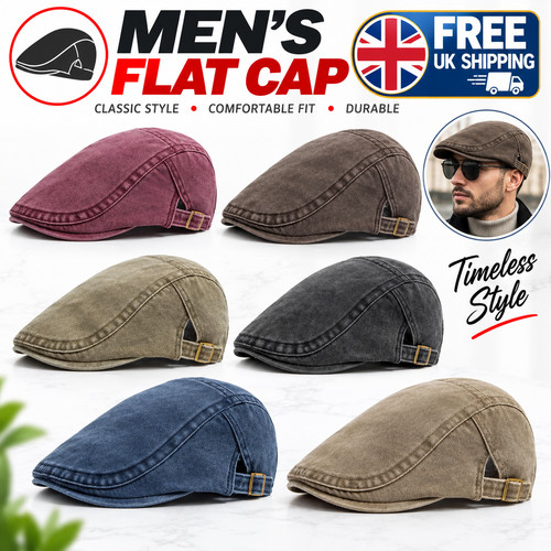 Men flat cap denim newsboy - men's,