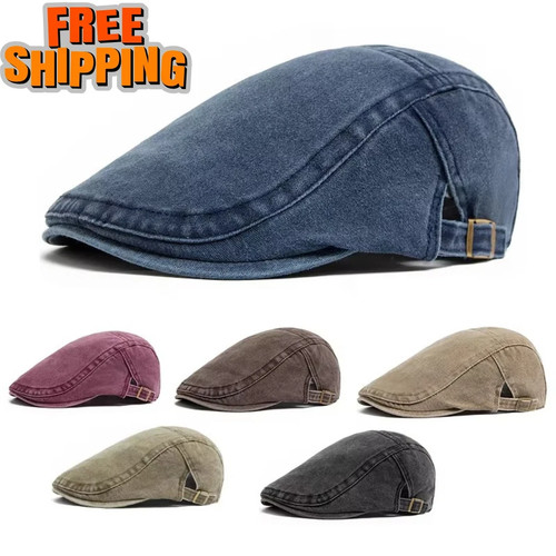 Men flat cap washed - flat,