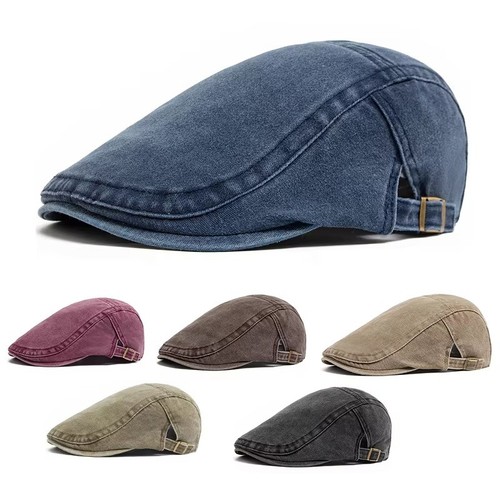 Men flat cap washed newsboy - men,