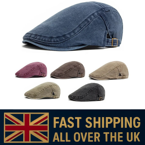 Men flat cap washed newsboy - men,