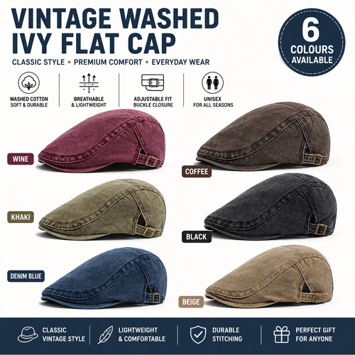 Men flat cap washed - cap,