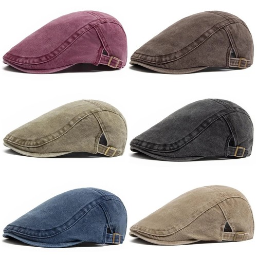 Men flat cap washed - men, newsboy
