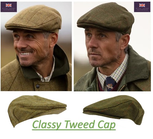 Mens tweed flat cap country - tweed,