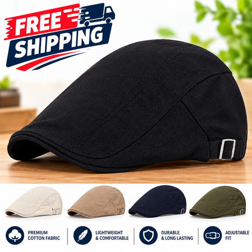 Men flat cap - washed, newsboy