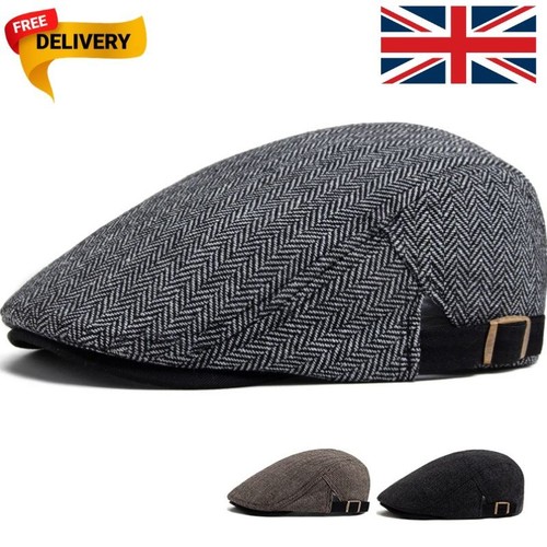 Men herringbone flat cap - herringbone,