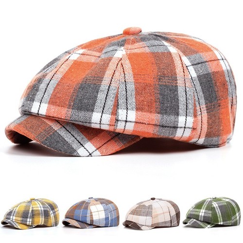 Plaid newsboy flat - plaid, mens