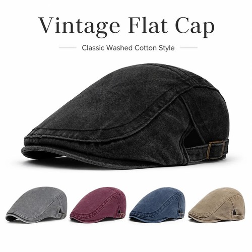 Vintage washed cotton flat cap - cotton,
