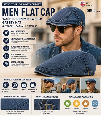 Men flat cap - flat, newsboy