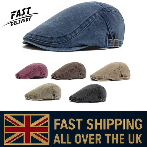 Men flat cap washed - cap, newsboy