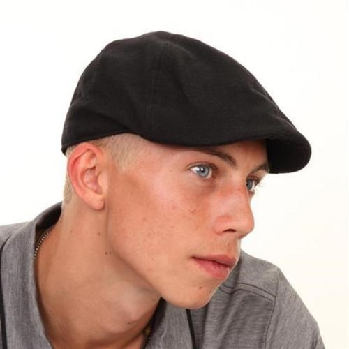 Black 100 cotton flat cap - cotton,
