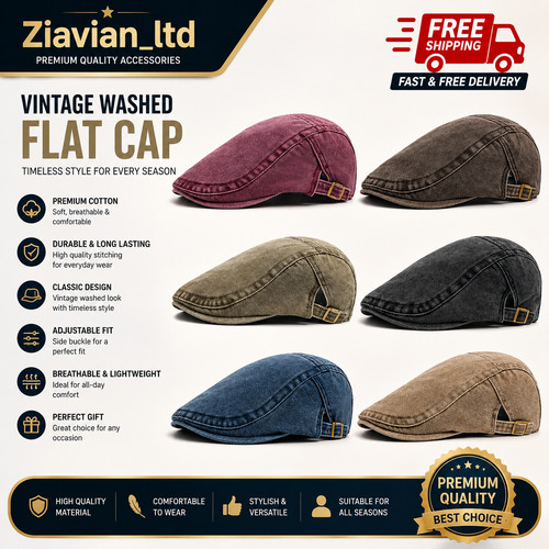 Men flat cap washed - men,
