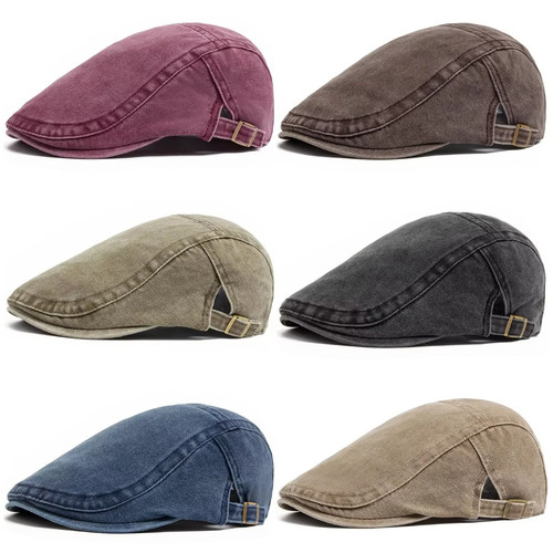 Men flat cap washed - washed, newsboy
