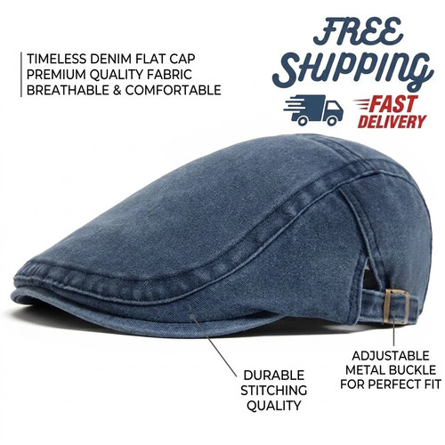 Men flat cap washed - men,