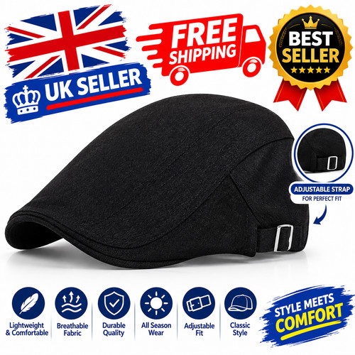 Men flat cap - washed, newsboy