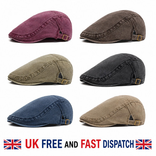 Men flat cap washed - men, newsboy