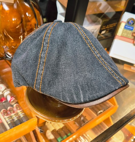 Denim cotton flat cap - cotton,