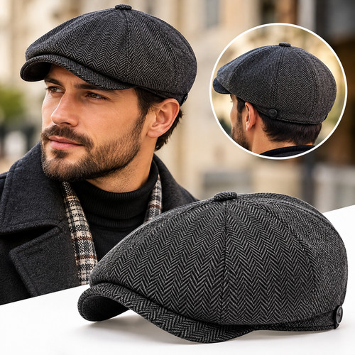 Flat cap mens herringbone - flat,