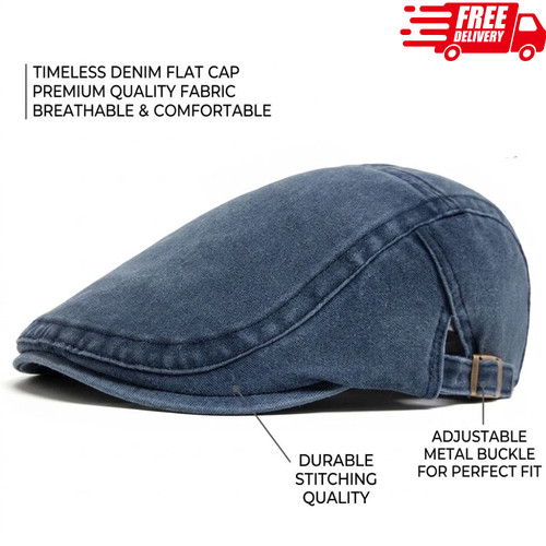 Men flat cap washed - flat,