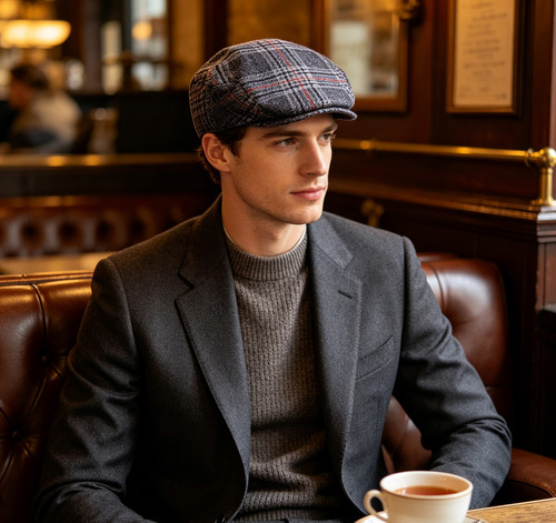 Tweed check flat - tweed, cap
