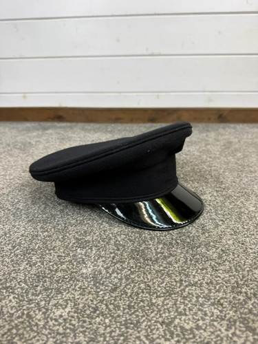 Black flat peak patrol cap - flat,