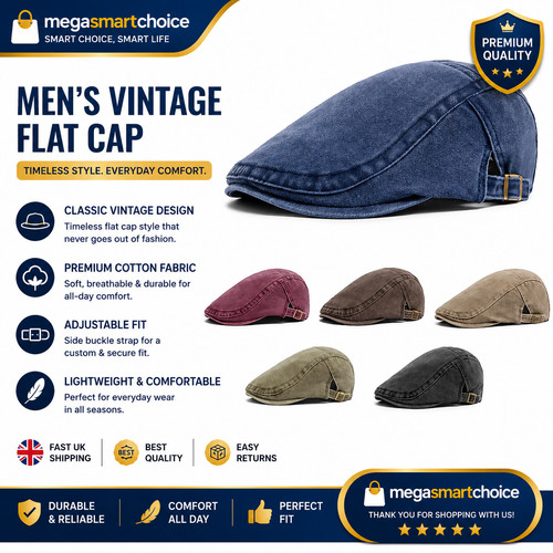 Men flat cap washed newsboy - cap,